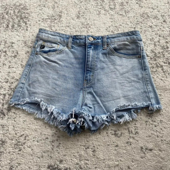 Kancan denim shorts high rise cut offs light wash medium 26 / 27 - Picture 1 of 11